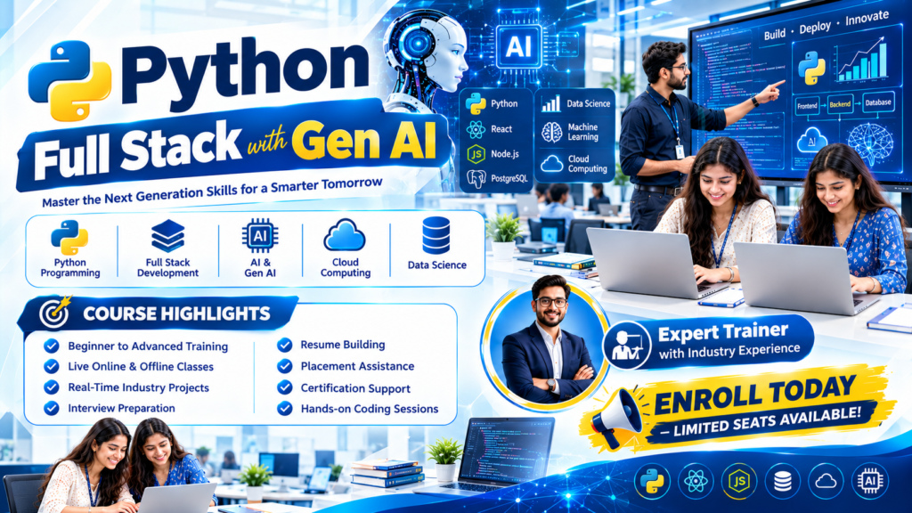 Python Full Stack with Gen AI Training in Amaravathi, Python Full Stack Gen AI Training Amaravathi, Python Full Stack with Generative AI Training Amaravathi,